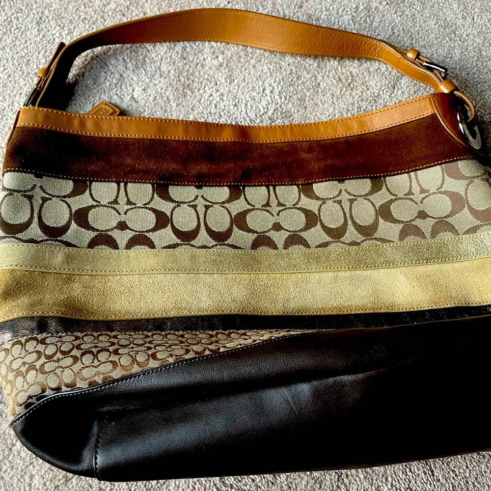 Authentic coach purse, brown suede and leather